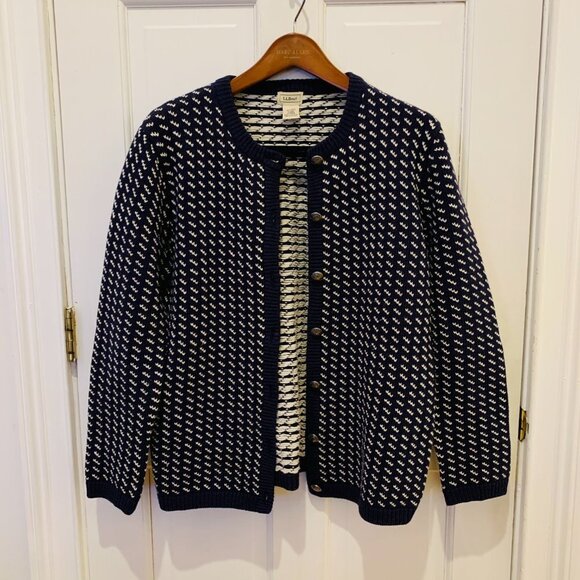 COPY - Vintage LL Bean Wool Norwegian Birdseye Women's Cardigan Sweater Jumper - Picture 6 of 10